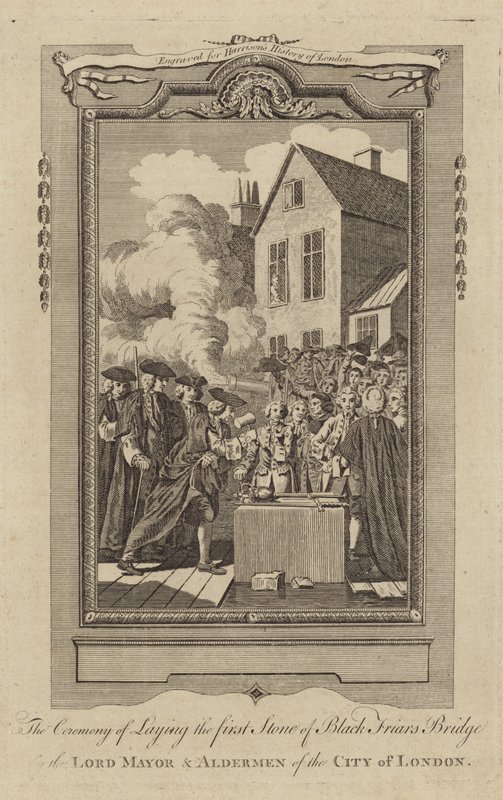 La ceremonia de colocación de la primera piedra del Puente Black Friars de English School