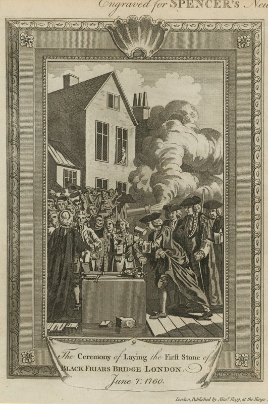 La ceremonia de colocación de la primera piedra del puente de Blackfriars de English School