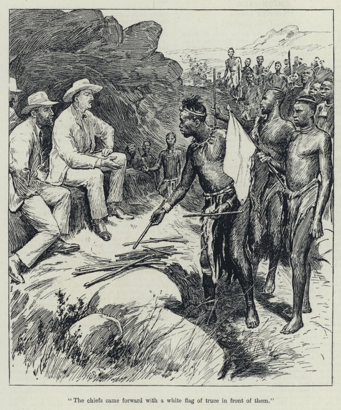 "Los jefes avanzaron con una bandera blanca de tregua frente a ellos" de English School