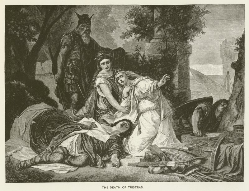 La muerte de Tristán (grabado) de English School