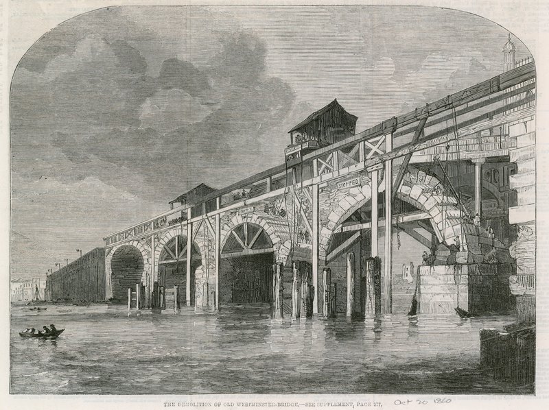 La demolición del Viejo Puente de Westminster de English School