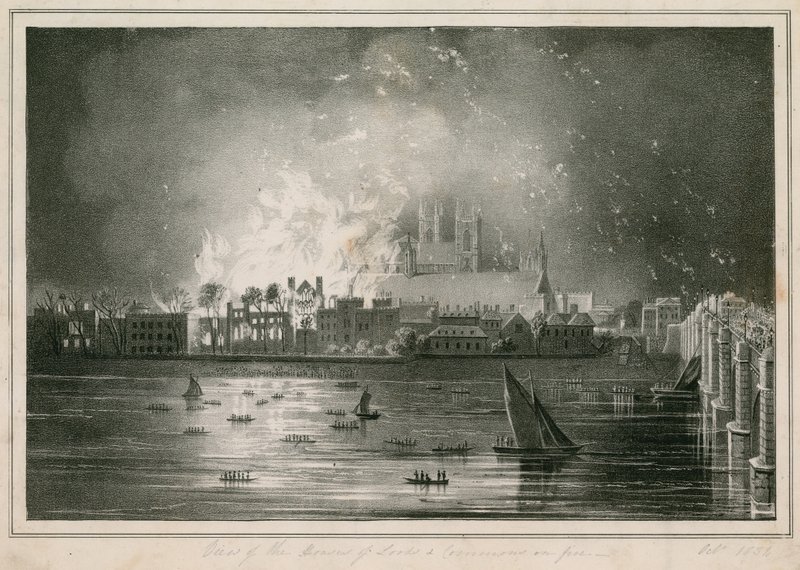 La destrucción por fuego de las Cámaras del Parlamento el 16 de octubre de 1834 de English School