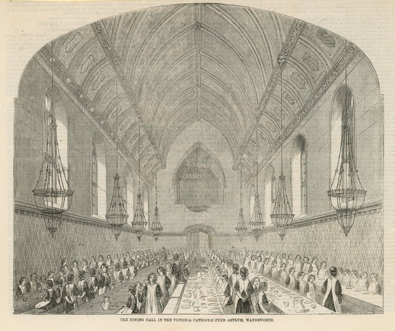 El comedor en el Asilo del Fondo Patriótico Victoria de English School