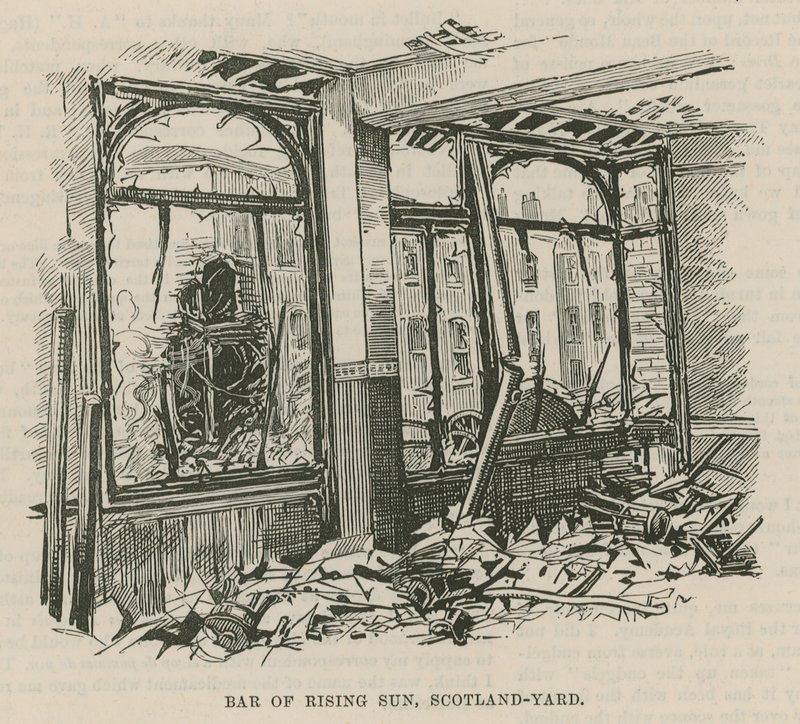 El atentado con dinamita en Westminster; Bar del Rising Sun de English School