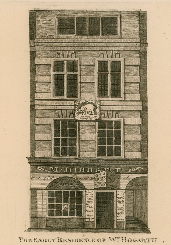La primera residencia de William Hogarth, Fenchurch Street, Londres de English School