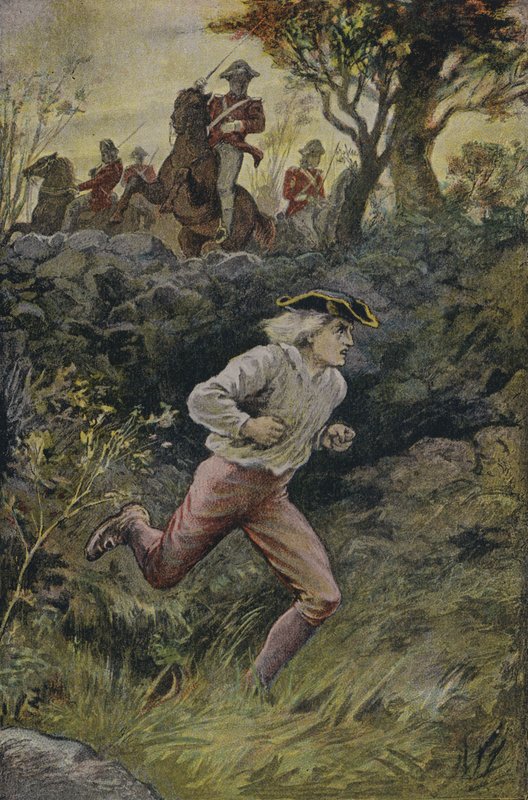 La fuga de Harvey Birch: ilustración de El espía, de James Fenimore Cooper de English School