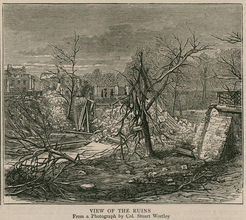 La explosión en el Canal de Regent; Vista de las ruinas de English School