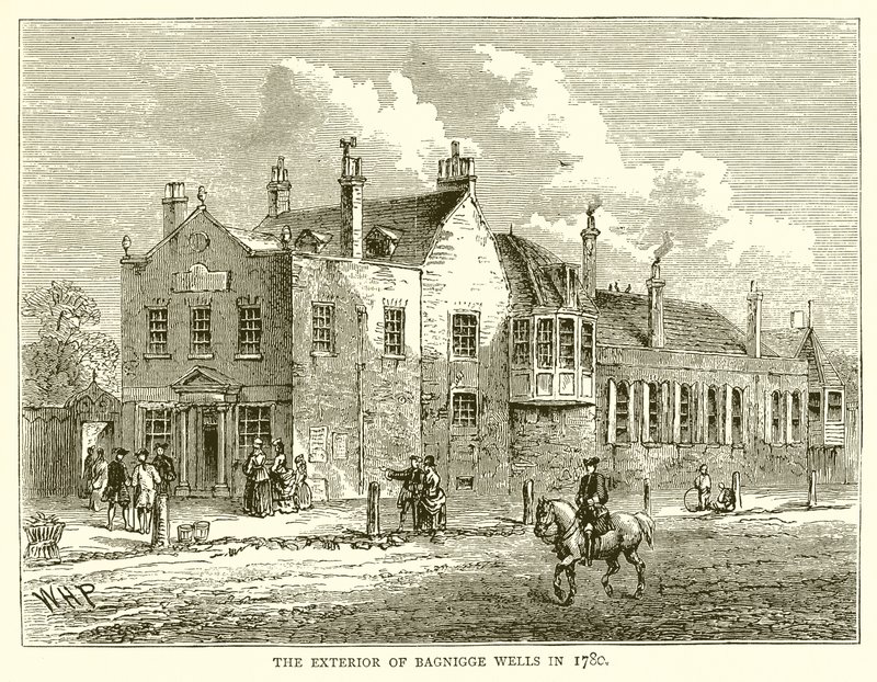 El exterior de Bagnigge Wells en 1780 de English School