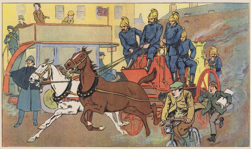 El camión de bomberos corriendo al rescate de English School