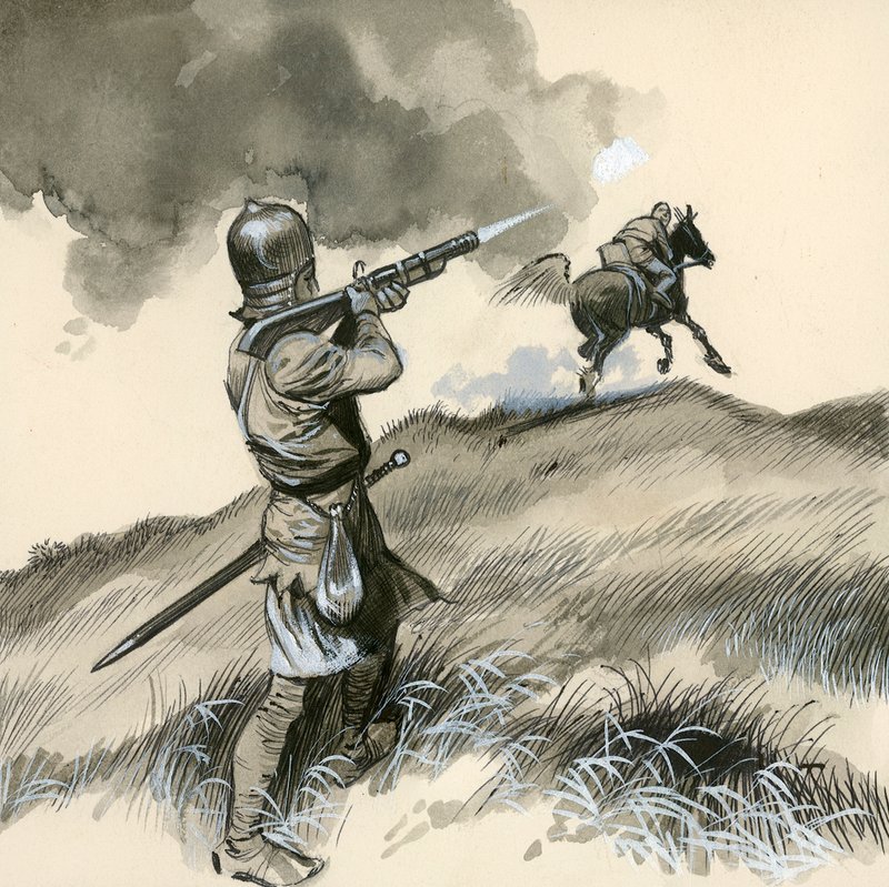 Las primeras pistolas, llamadas de mecha de English School
