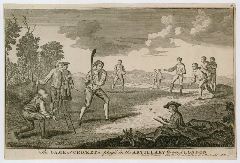 El juego de Cricket como se juega en el Campo de Artillería, Finsbury de English School