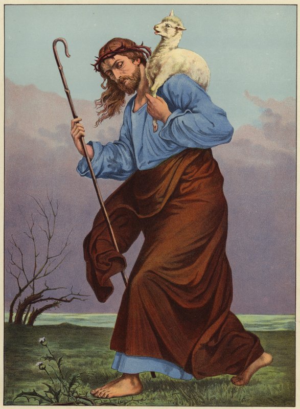 El buen pastor (litografía en color) de English School