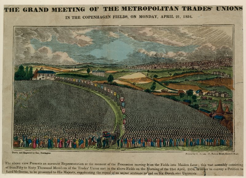 La gran reunión de los sindicatos metropolitanos en los Campos de Copenhague, 21 de abril de 1834 de English School