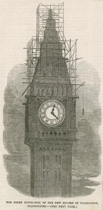 La gran Torre del Reloj de las nuevas Casas del Parlamento de English School