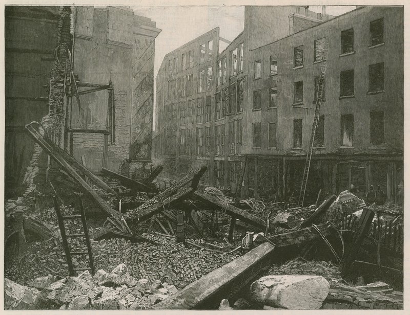El gran incendio en el Old Bailey, Londres de English School