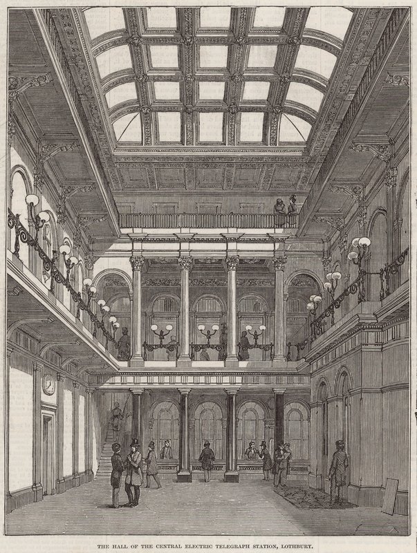El salón de la Estación Central de Telégrafos Eléctricos, Lothbury de English School