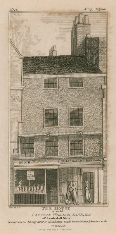 La casa en la que el Capitán William Lane esq de Leadenhall Street comenzó su carrera literaria de English School