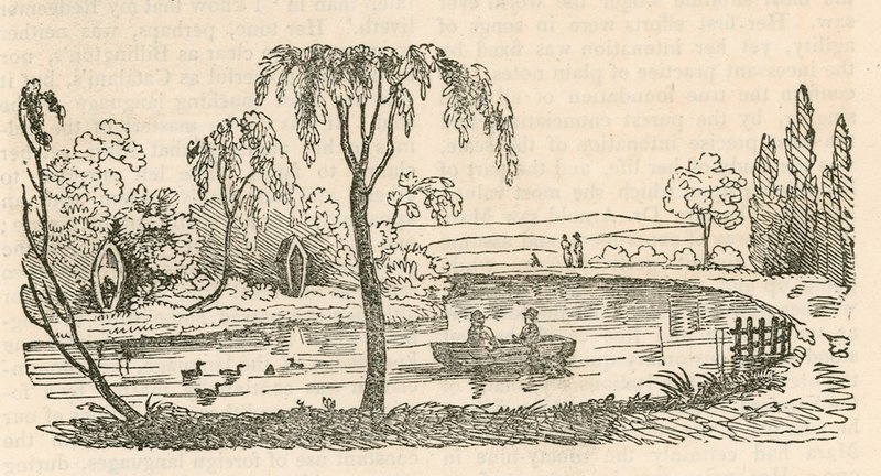 El lago en la Casa Hornsey Wood, Londres de English School