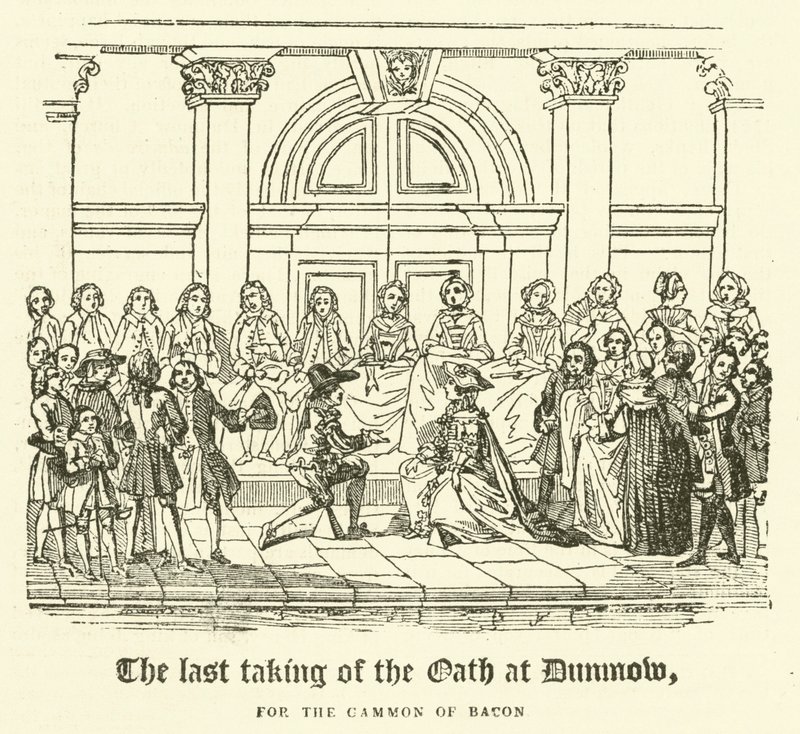 El último juramento en Dunmow, por el jamón de tocino (grabado) de English School