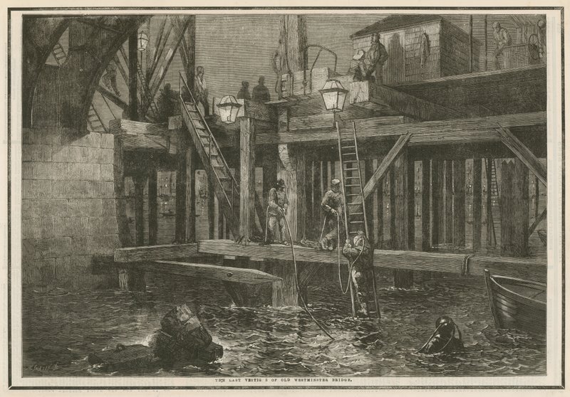 Los últimos vestigios del viejo Puente de Westminster de English School