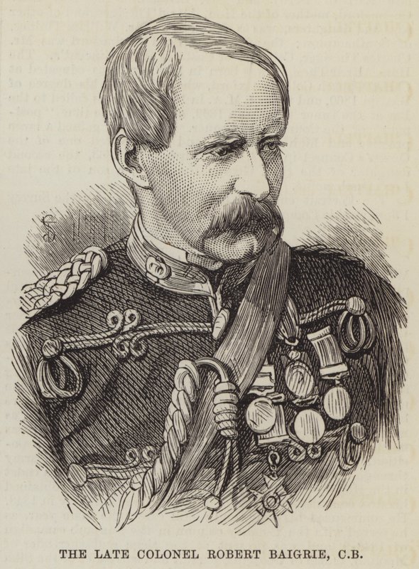 El fallecido coronel Robert Baigrie, CB (grabado) de English School