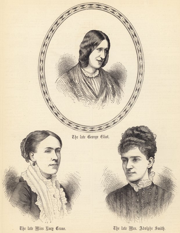 El difunto George Eliot, la difunta Miss Lucy Crane, la difunta Mrs Adolphe Smith (grabado) de English School