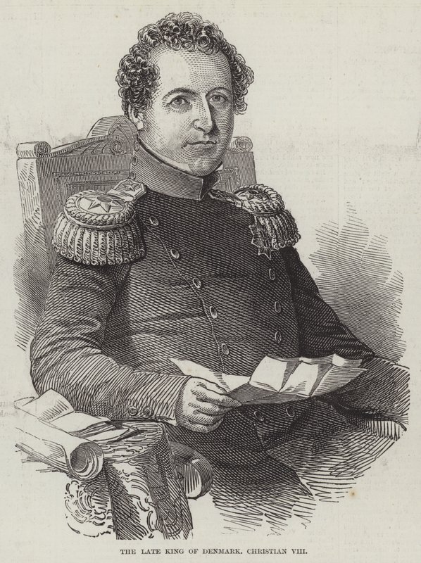 El difunto Rey de Dinamarca, Christian VIII (grabado) de English School