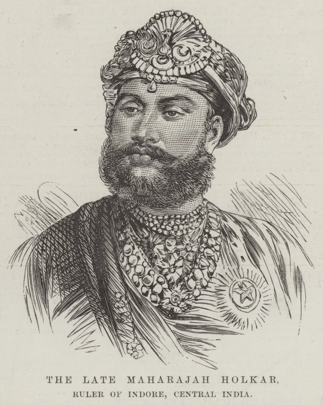 El difunto Maharajá Holkar, Gobernante de Indore, India Central (grabado) de English School