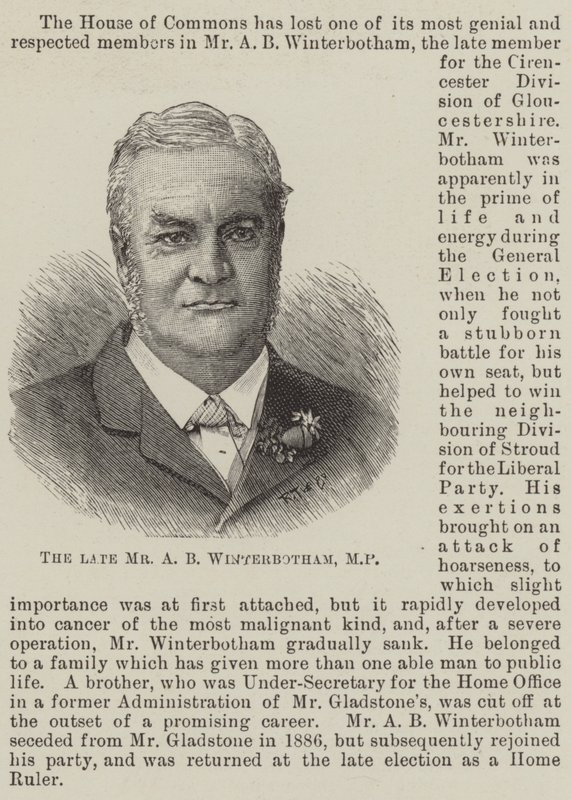 El difunto Sr. A B Winterbotham, MP de English School
