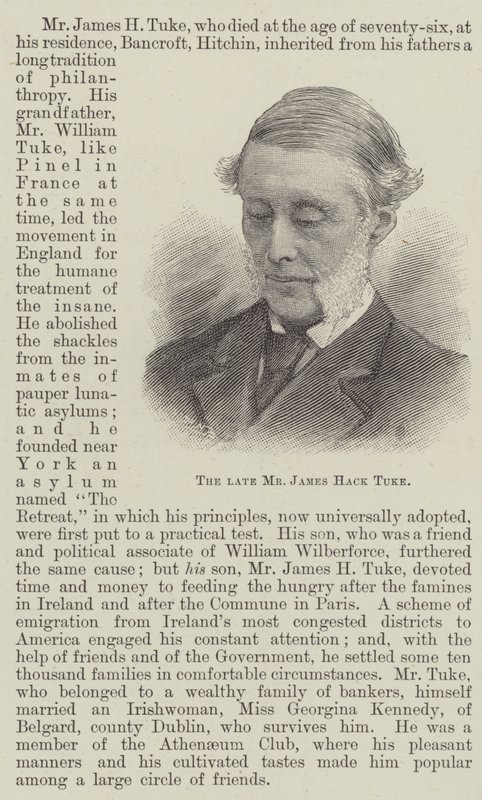 El difunto Sr. James Hack Tuke (grabado) de English School