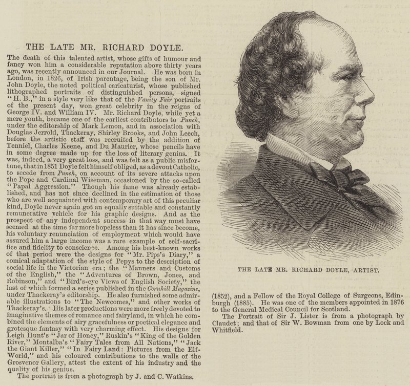 El difunto Sr. Richard Doyle, Artista (grabado) de English School
