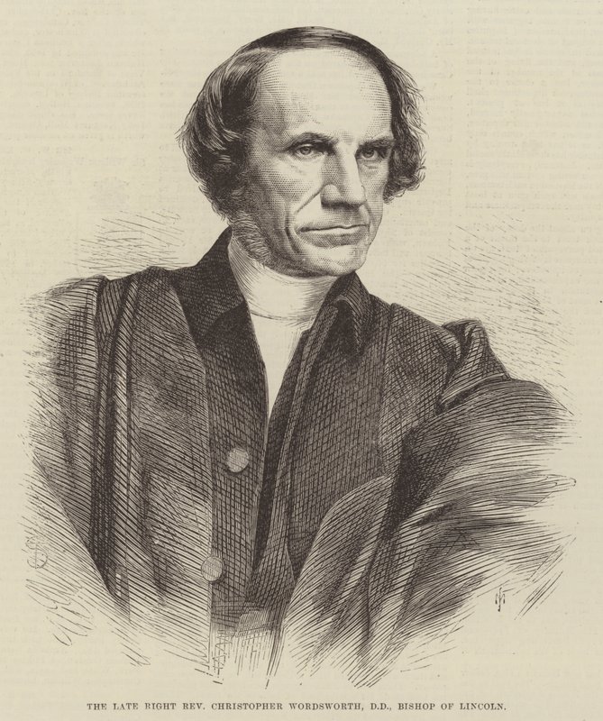 El difunto Reverendo Christopher Wordsworth, DD, Obispo de Lincoln (grabado) de English School