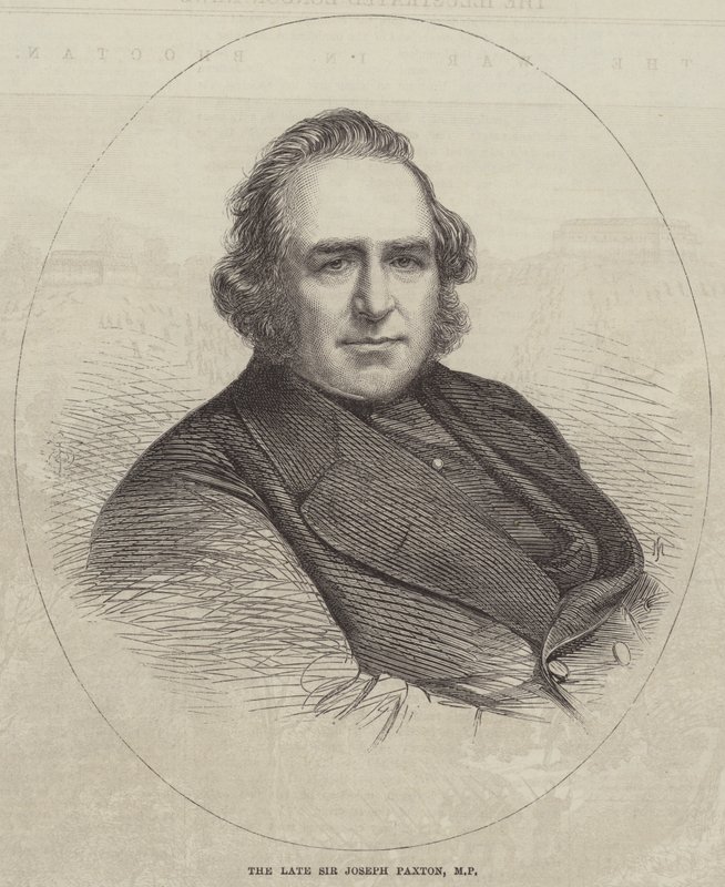 El difunto Sir Joseph Paxton, MP (grabado) de English School