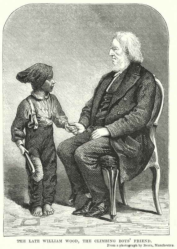 El difunto William Wood, el Amigo del Niño Trepador (grabado) de English School