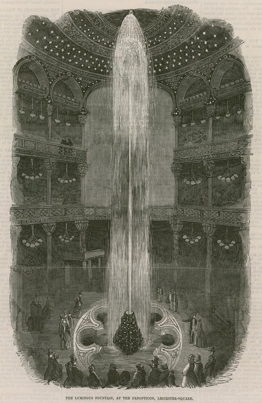 La fuente luminosa en el Panopticon, Leicester Square, Londres de English School
