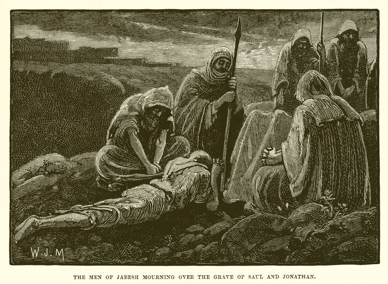 Los hombres de Jabes llorando sobre la tumba de Saúl y Jonatán de English School