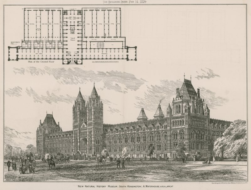 El nuevo Museo de Historia Natural, South Kensington, Londres de English School