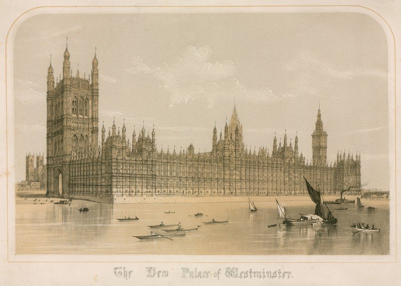 El nuevo Palacio de Westminster, Londres de English School