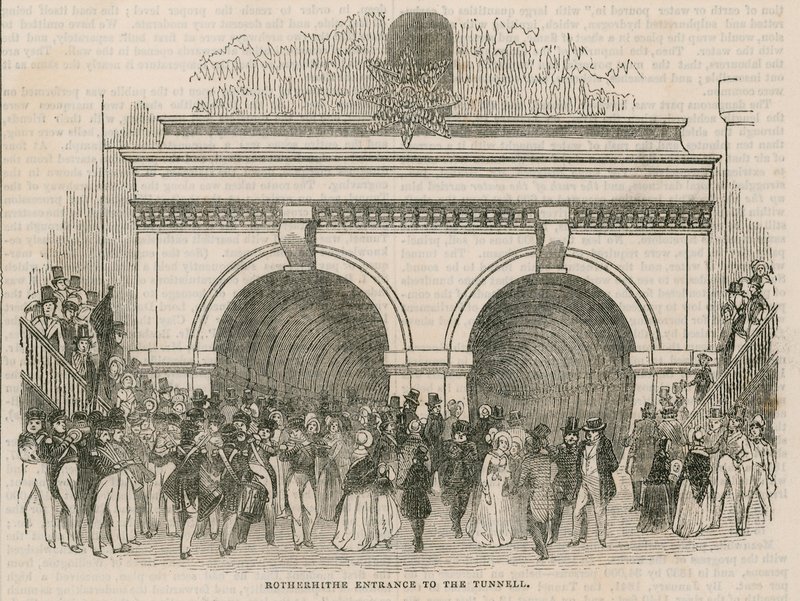La apertura del túnel del Támesis; entrada de Rotherhithe al túnel de English School