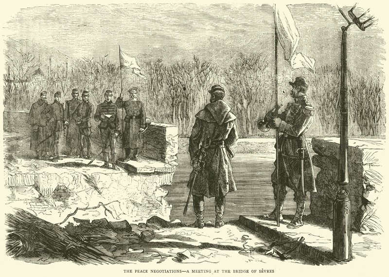 Las negociaciones de paz, una reunión en el Puente de Sevres, octubre 1870 de English School