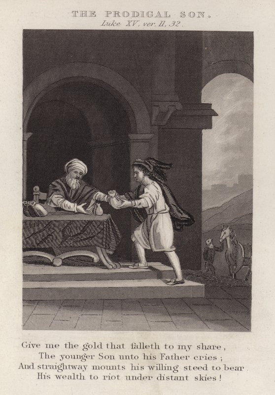 El hijo pródigo, Lucas XV, versículos 11, 32 de English School