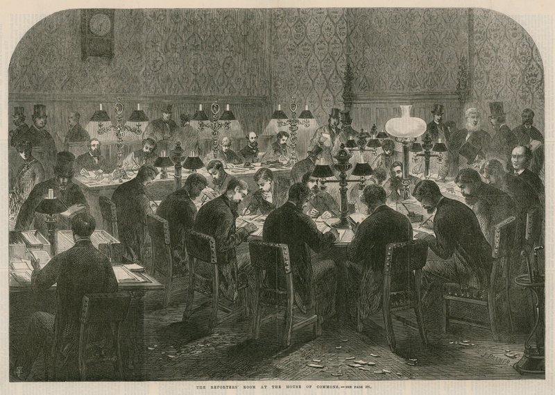 La sala de reporteros en la Cámara de los Comunes de English School