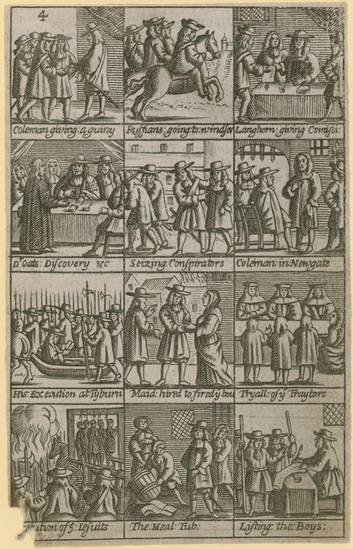 La historia de Edward Coleman, juzgado por traición el 27 de noviembre de 1678 de English School