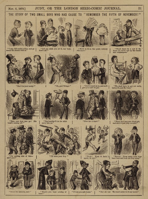 La historia de dos niños pequeños que tenían motivos para "recordar el cinco de noviembre" (grabado) de English School