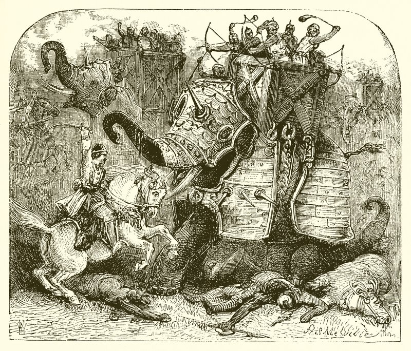 El elefante de guerra de los antiguos de English School