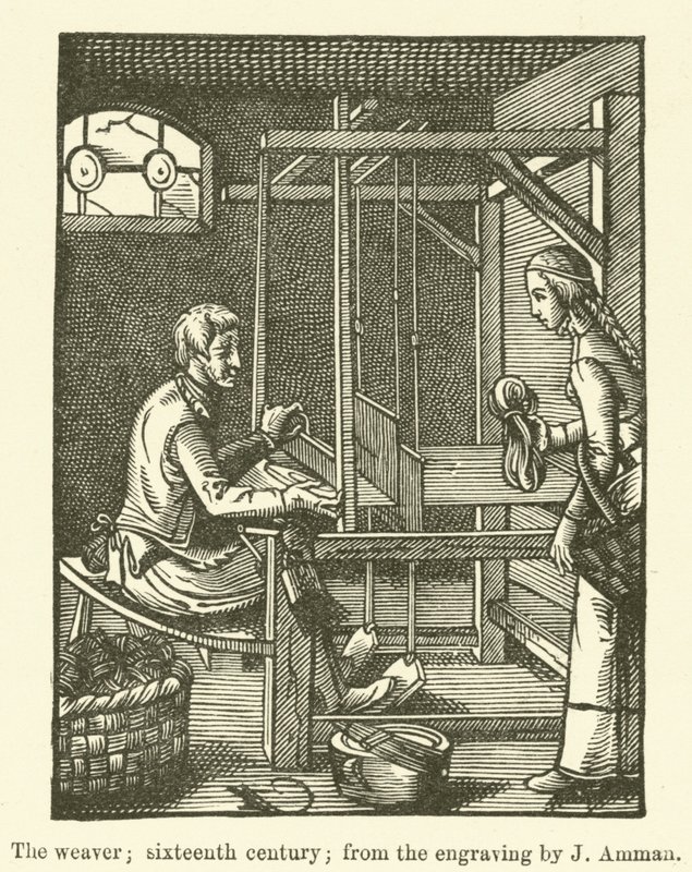 El tejedor, siglo XVI, del grabado de J Amman de English School