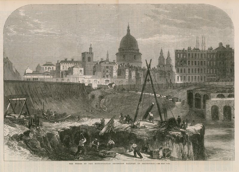 Las obras del Ferrocarril de Extensión Metropolitana en Smithfield de English School