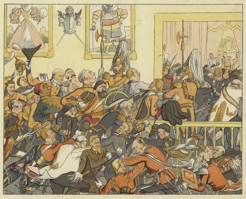 Esta discordia disonante de la nobleza, este empujón de unos a otros en la Corte (Enrique VI, Parte I, Acto IV, Escena 1) de English School