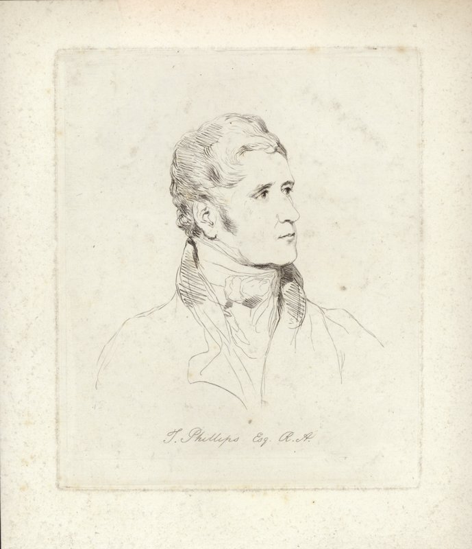 Thomas Phillips, pintor de retratos y temas inglés. Aguafuerte por Mary Dawson Turner de English School
