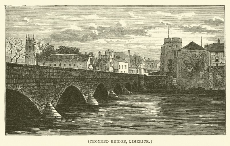 Thomond Bridge, Limerick (grabado) de English School